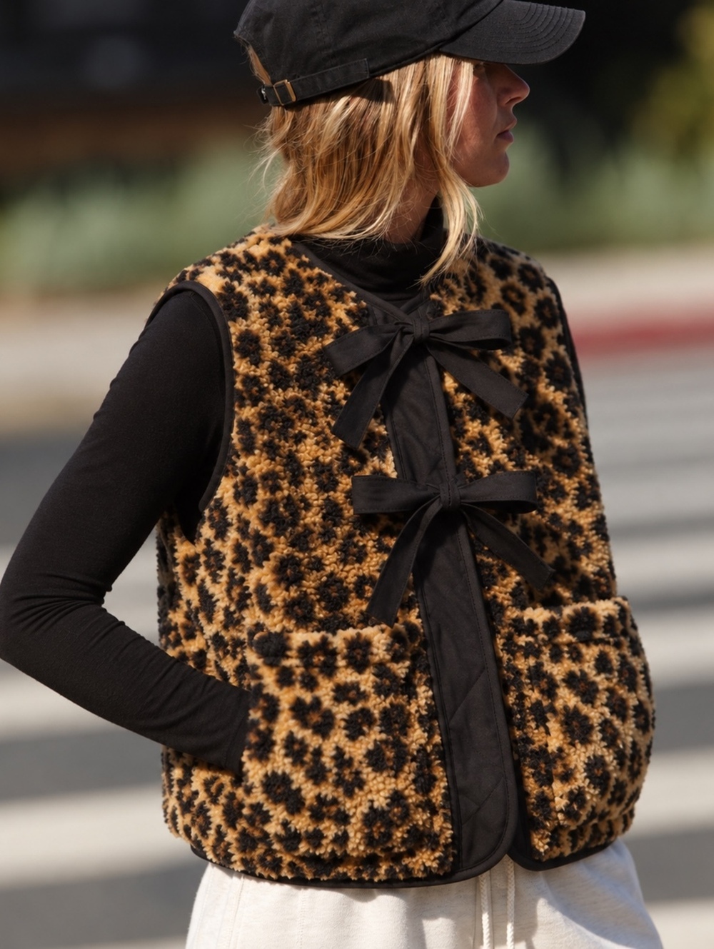Damson Madder Marta Borg Gilet Leopard Bow Tie Vest Size 4 UK 8